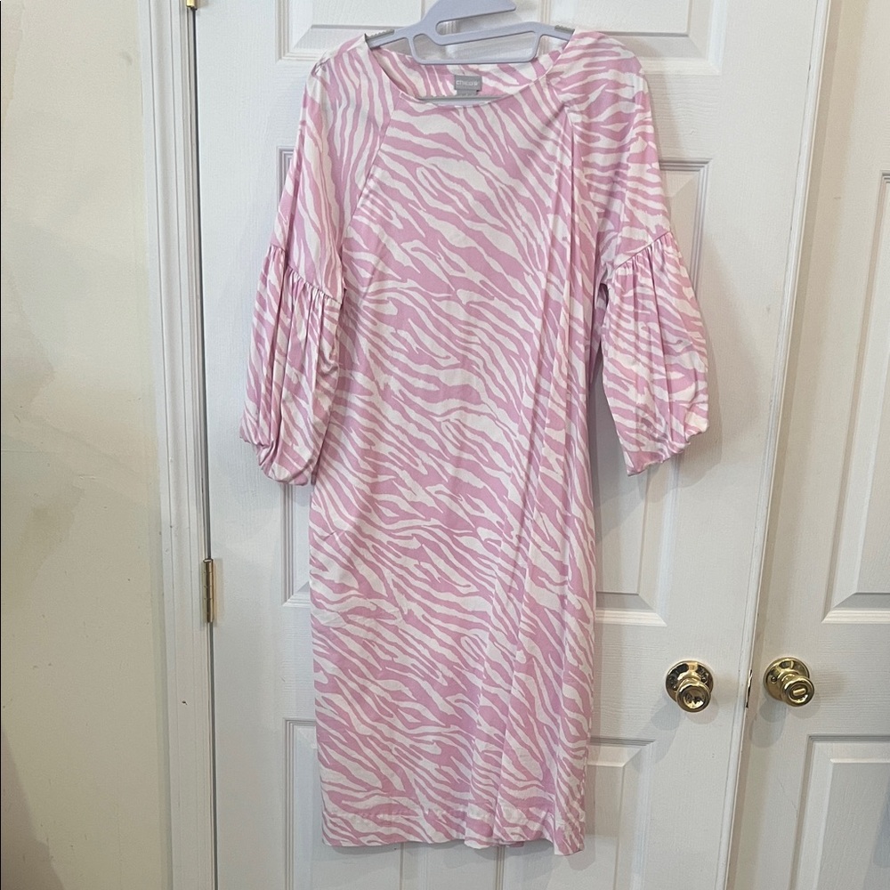 Chico's Light Pink Zebra Long Sleeve Dress